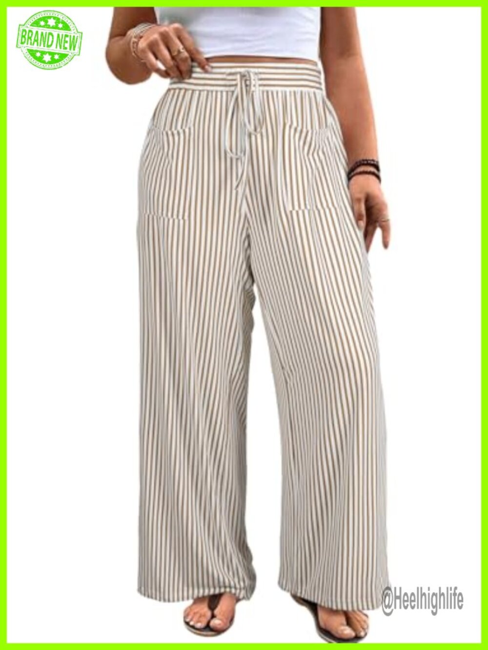 Plus Size Wide Leg Palazzo Pants High Waist Drawstring Elastic Lounge Trousers